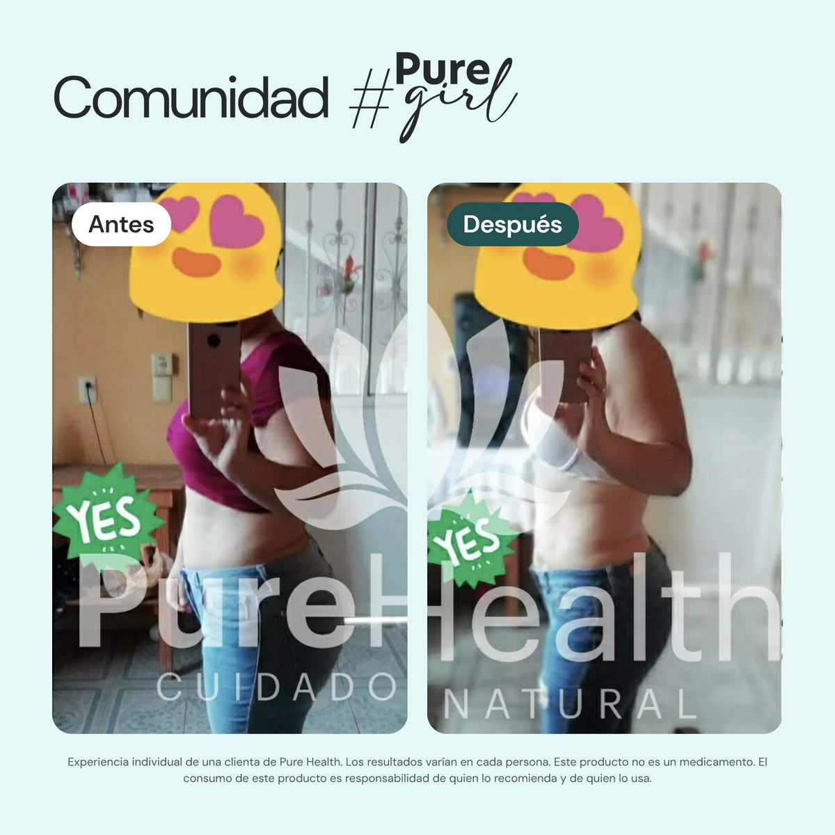 Antes y después de clientas con Pure C.F.